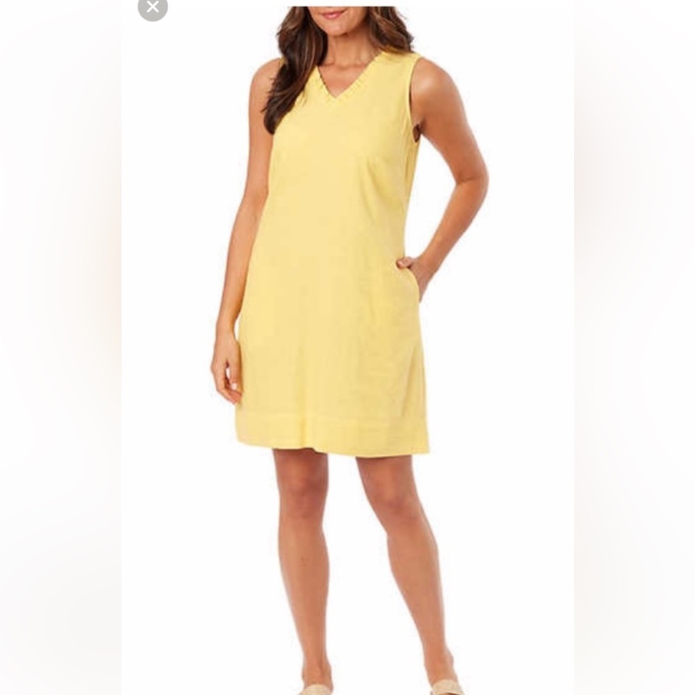 Briggs NWT  Linen blend Ruffles V neck  dress size Large